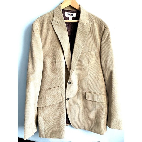 Joseph Abboud Men's  Corduroy Blazer Sport Coat Jacket Two Button Beige Size L - Picture 1 of 15